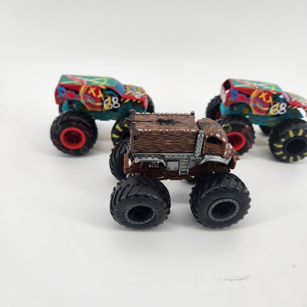 Hot Wheels Monster Trucks Lot of 3 Star Wars Chewbacca & Demo Derby 1:64 Scale